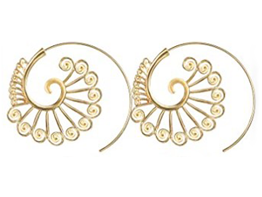 GOLD PLATED TRIBAL SPIRAL EARRINGS