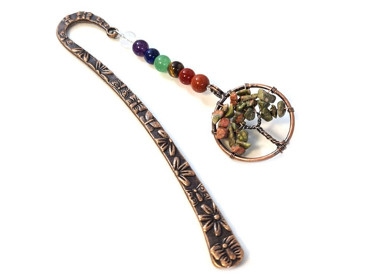 UNAKITE JASPER TREE OF LIFE BOOKMARK - 7 CHAKRAS