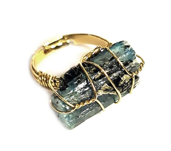 KYANITE BLUE WIRE WRAPPED RING - GROUNDING & ATTUNEMENT