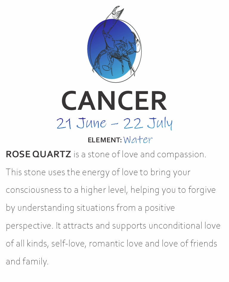 CANCER ZODIAC ENERGY BRACELET - ROSE QUARTZ