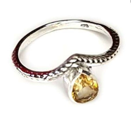 CITRINE RING PEAR 925 SILVER SIZE 19 - PROSPERITY