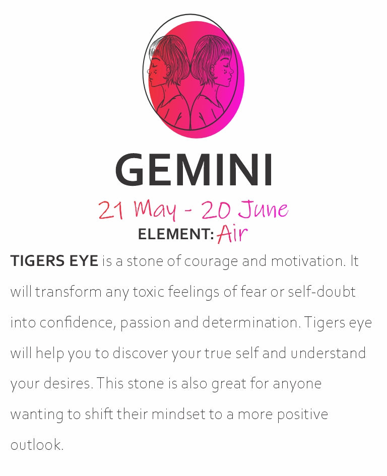 GEMINI ZODIAC ENERGY BRACELET - COLOURED TIGER'S EYE