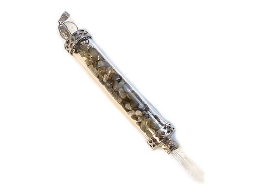 LABRADORITE PENDULUM WITH A SELENITE POINT - ANGELIC GUIDANCE