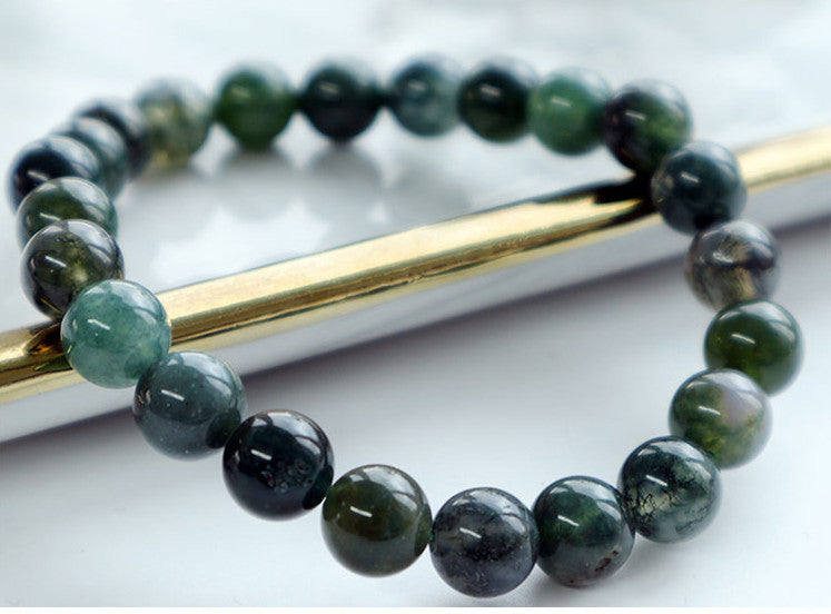 GREEN MOSS AGATE BRACELET 8 mm - ABUNDANCE