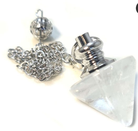 CLEAR QUARTZ TRIANGLE PENDULUM - DIVINITION
