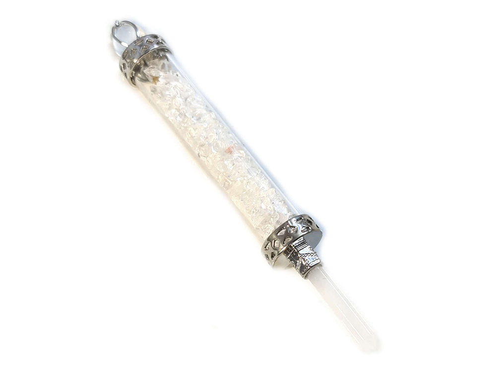 CLEAR QUARTZ PENDULUM WITH SELENITE POINT - ANGELIC GUIDANCE