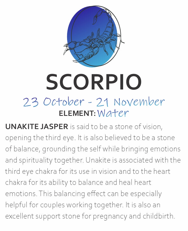 SCORPIO ZODIAC ENERGY BRACELET - UNAKITE JASPER