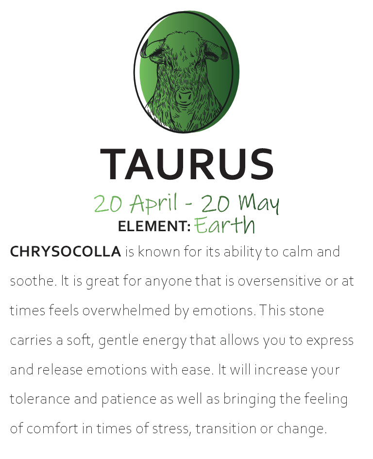 TAURUS ZODIAC ENERGY BRACELET - CHRYSOCOLLA