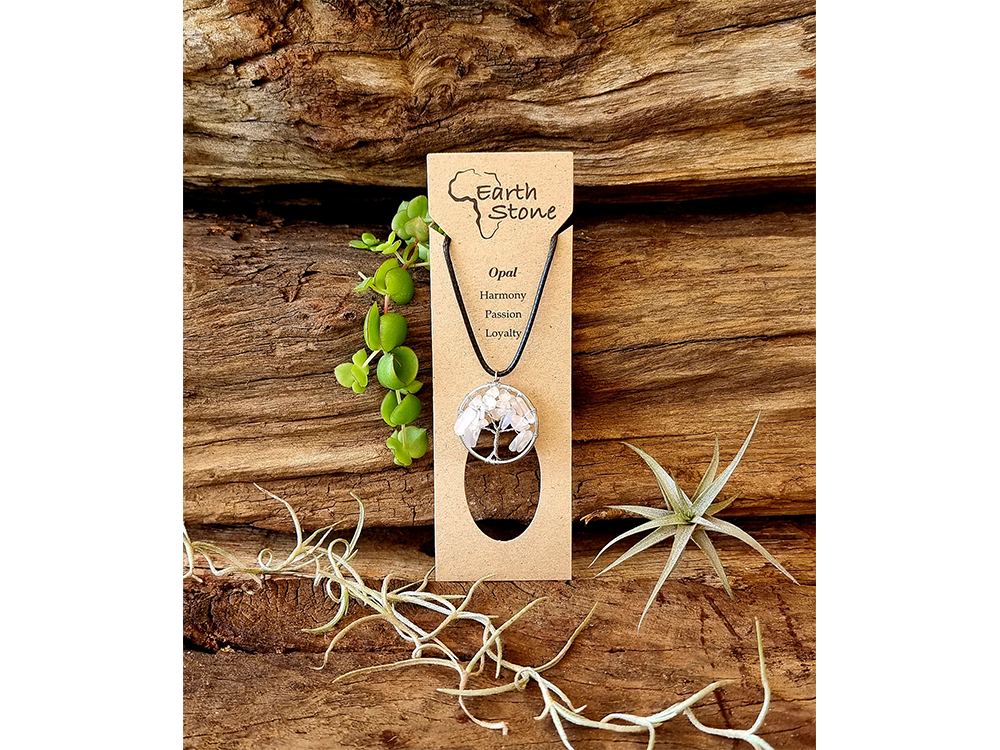 OPALITE EARTH STONE TREE OF LIFE NECKLACE - COMMUNICATION