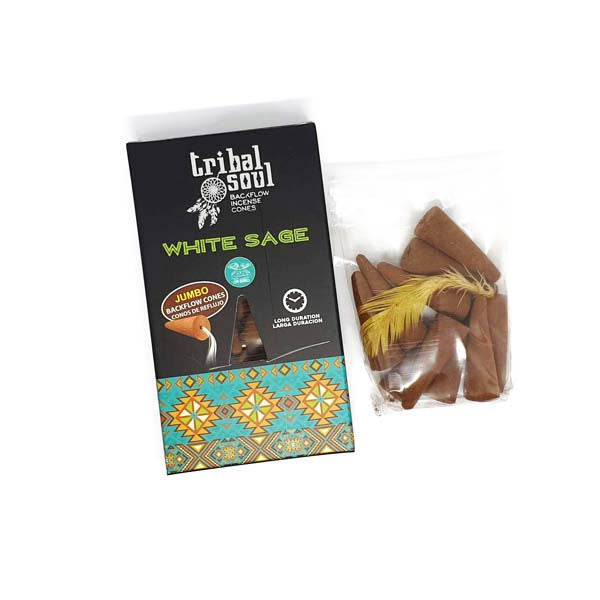 TRIBAL SOUL WHITE SAGE BACKFLOW INCENSE CONES - PURIFICATION