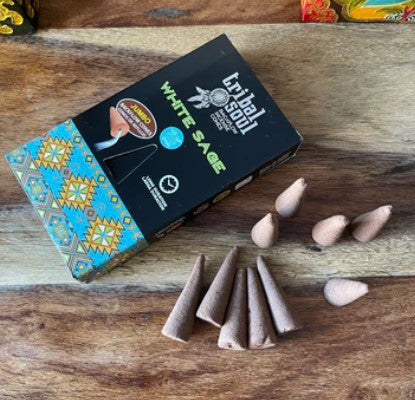 TRIBAL SOUL WHITE SAGE BACKFLOW INCENSE CONES - PURIFICATION
