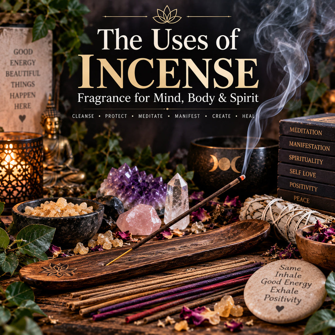 Uses of incense for cleansing, meditation, prayer, protection and ritual