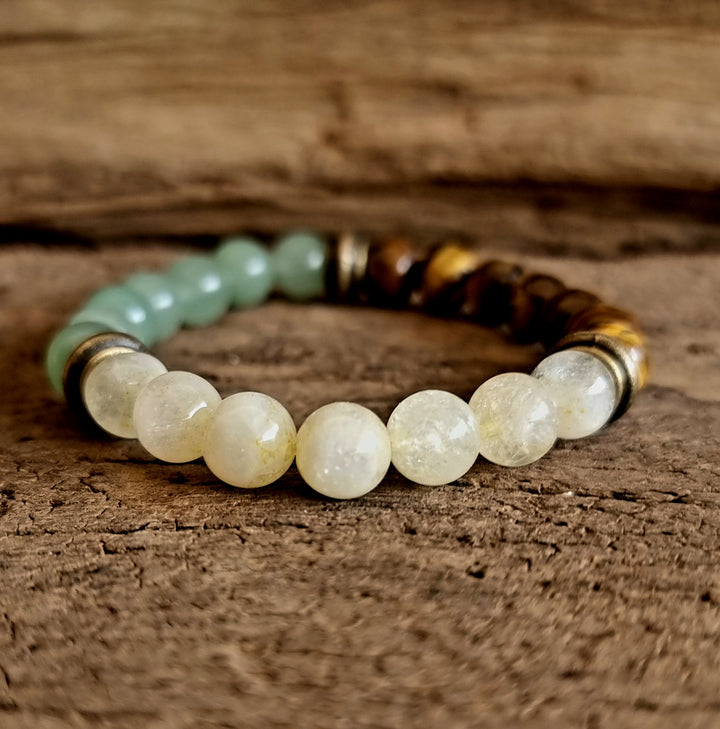 Citrine Tiger Eye and Green Aventurine prosperity crystal bracelet - Wildlings Crystals
