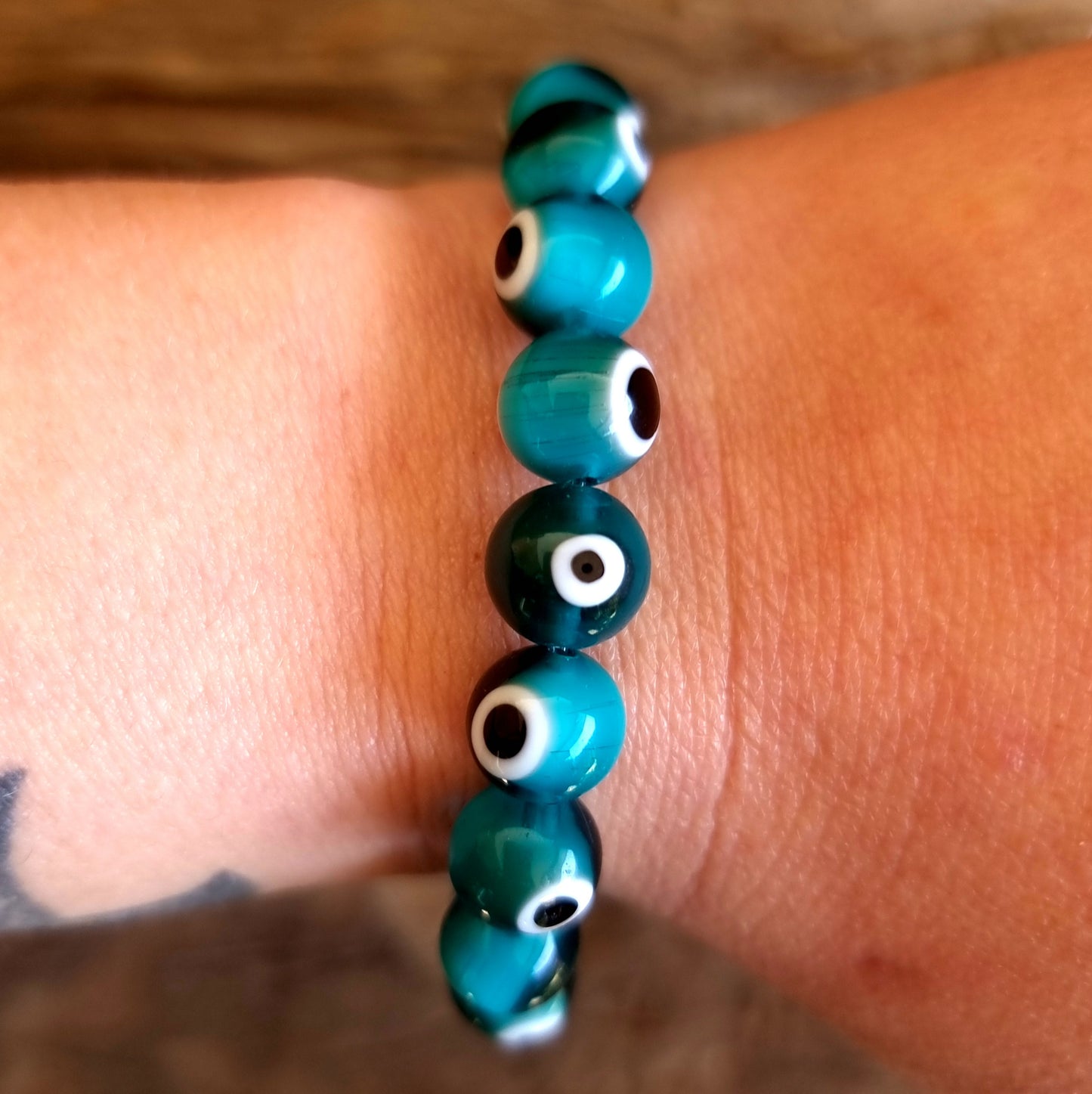 TURQUISE EVIL EYE BRACELET 10mm- PROTECTION