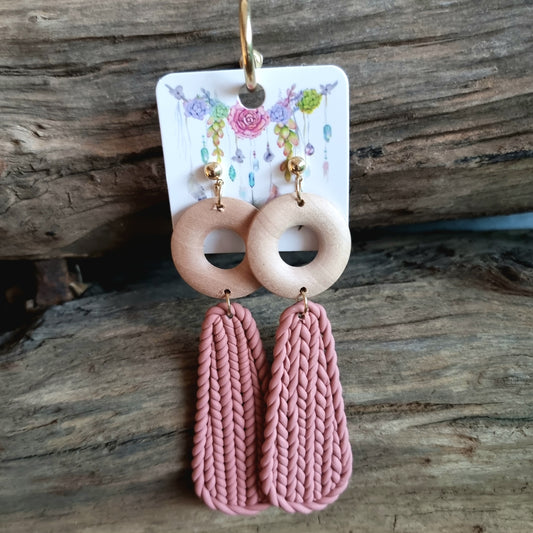 ROSE PINK CLAY EARRINGS LONG