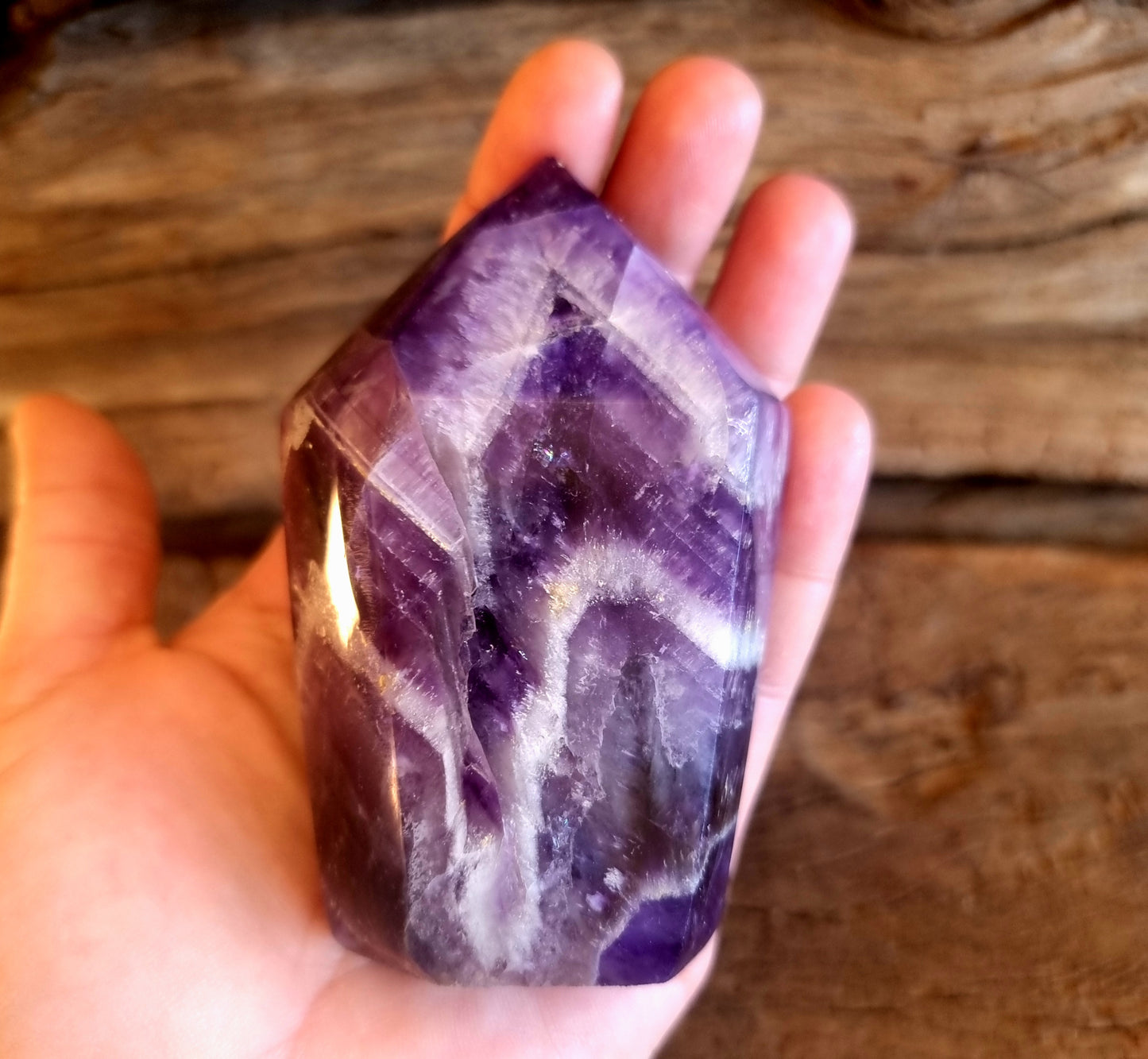 POLISHED CHEVRON AMETHYST TOWER POINTS