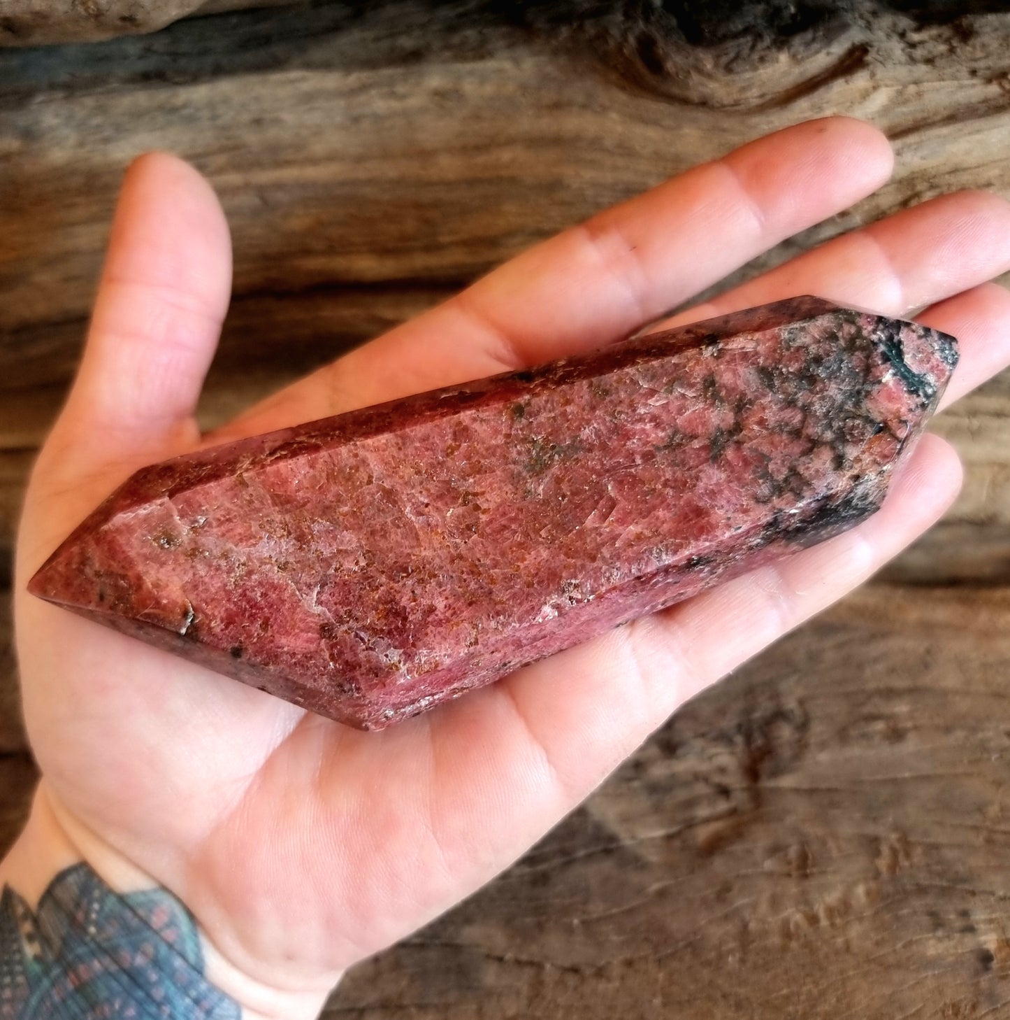 RHODONITE DOUBLE TERMINATED POINT LARGE - LOVE