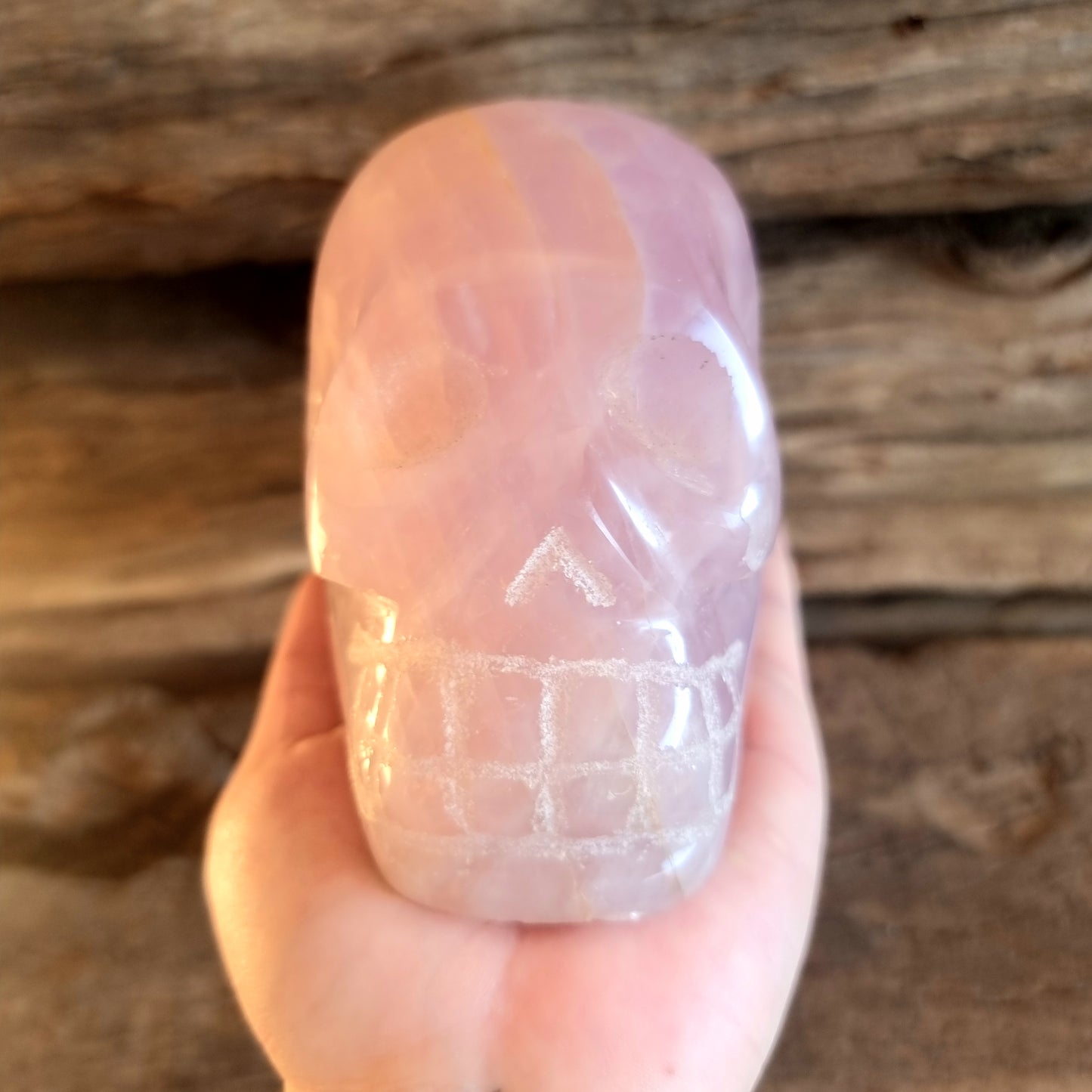 POLISHED ROSE QUARTZ SKULL 11.5x7x9.5cm - LOVE