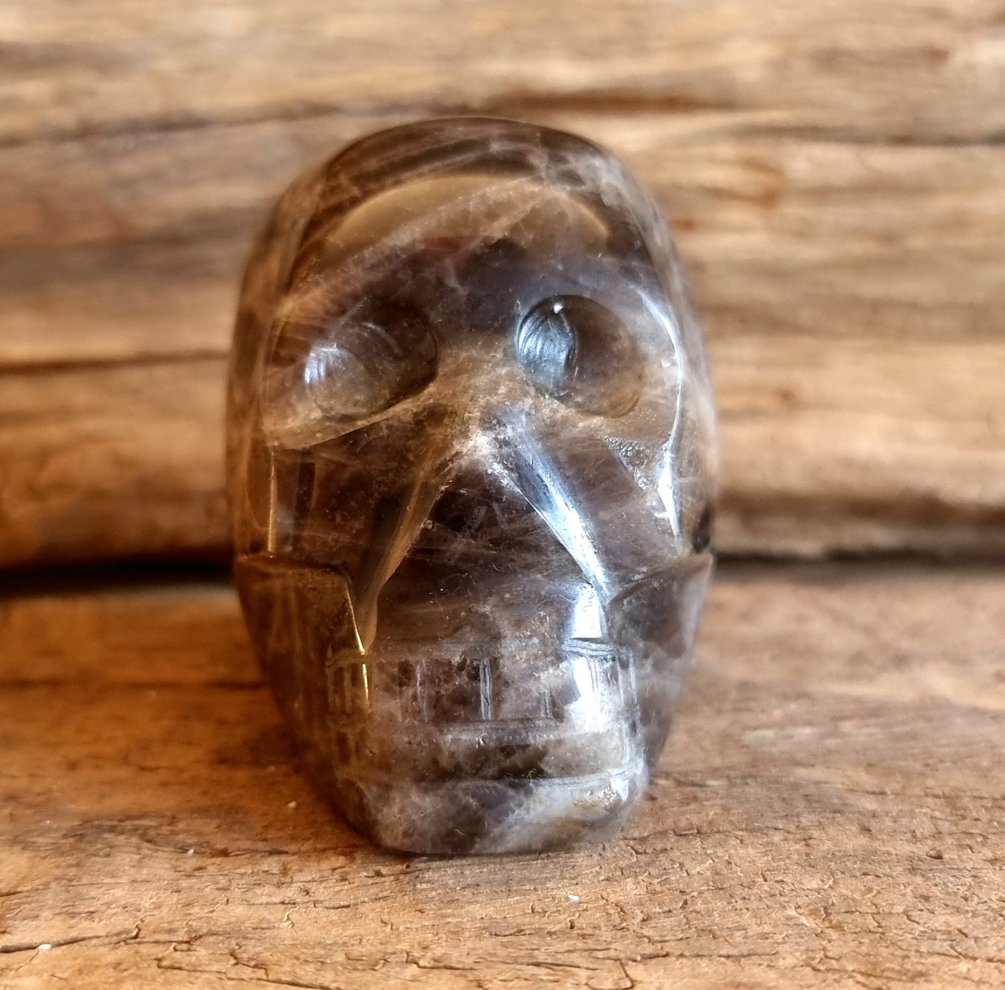 POLISHED SMOKY QUARTZ SKULL B - GROUNDING