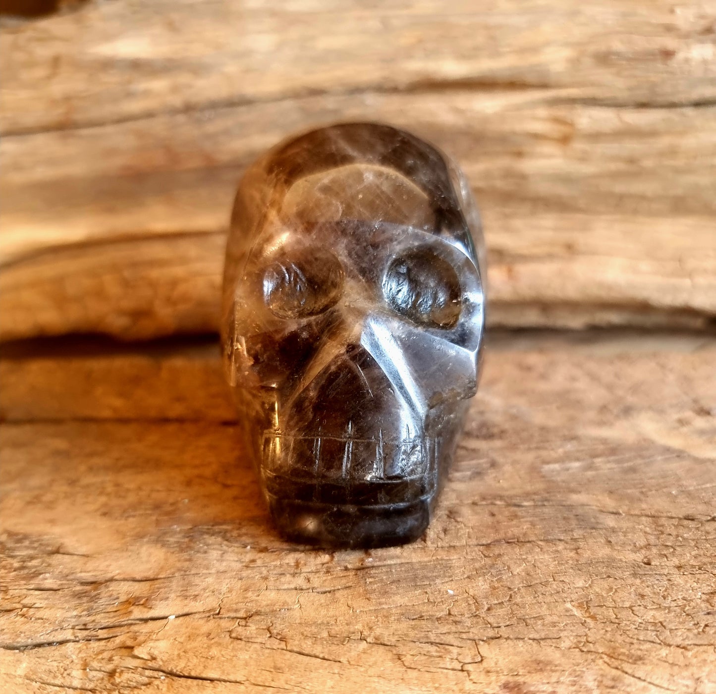 POLISHED SMOKY QUARTZ SKULL C - GROUNDING