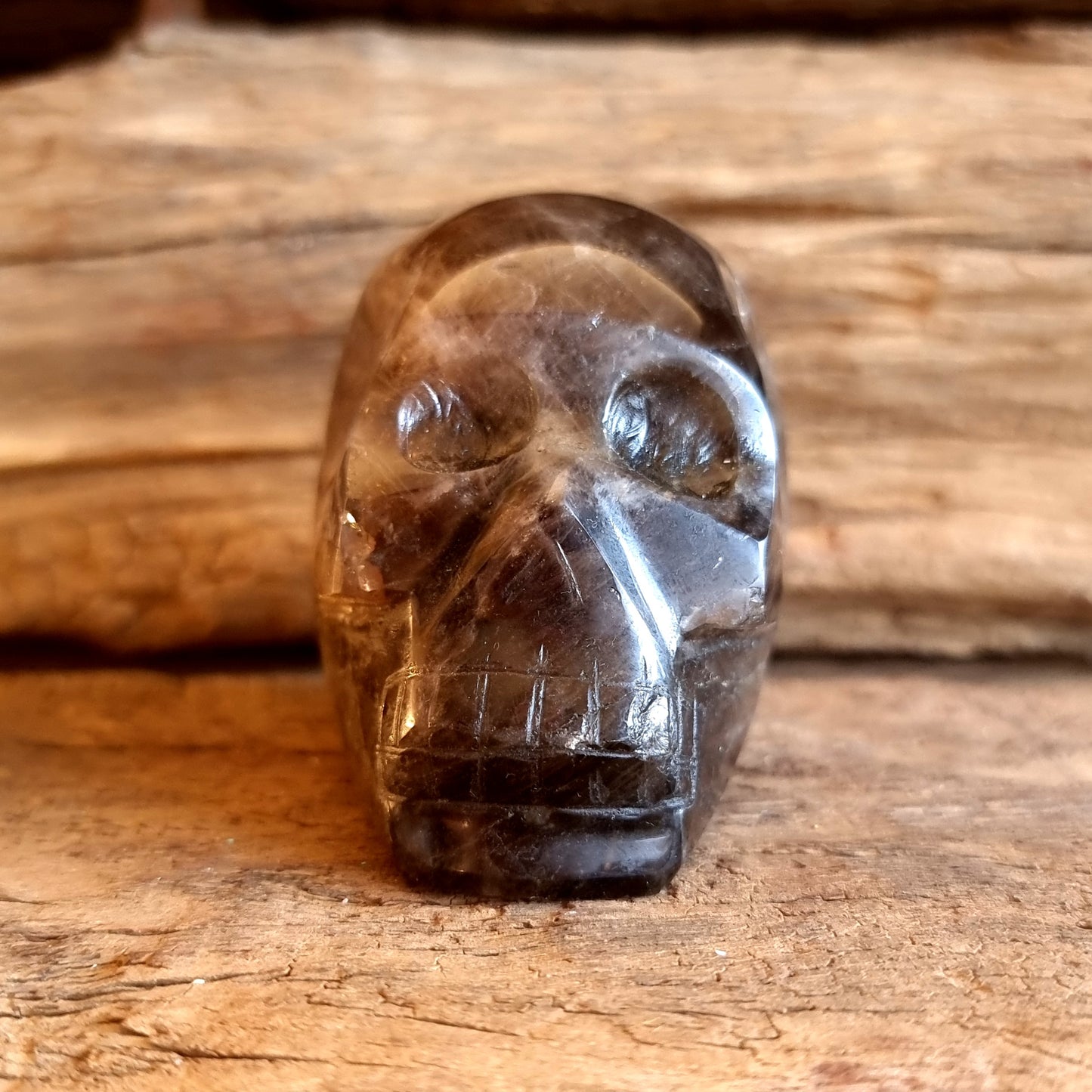 POLISHED SMOKY QUARTZ SKULL C - GROUNDING