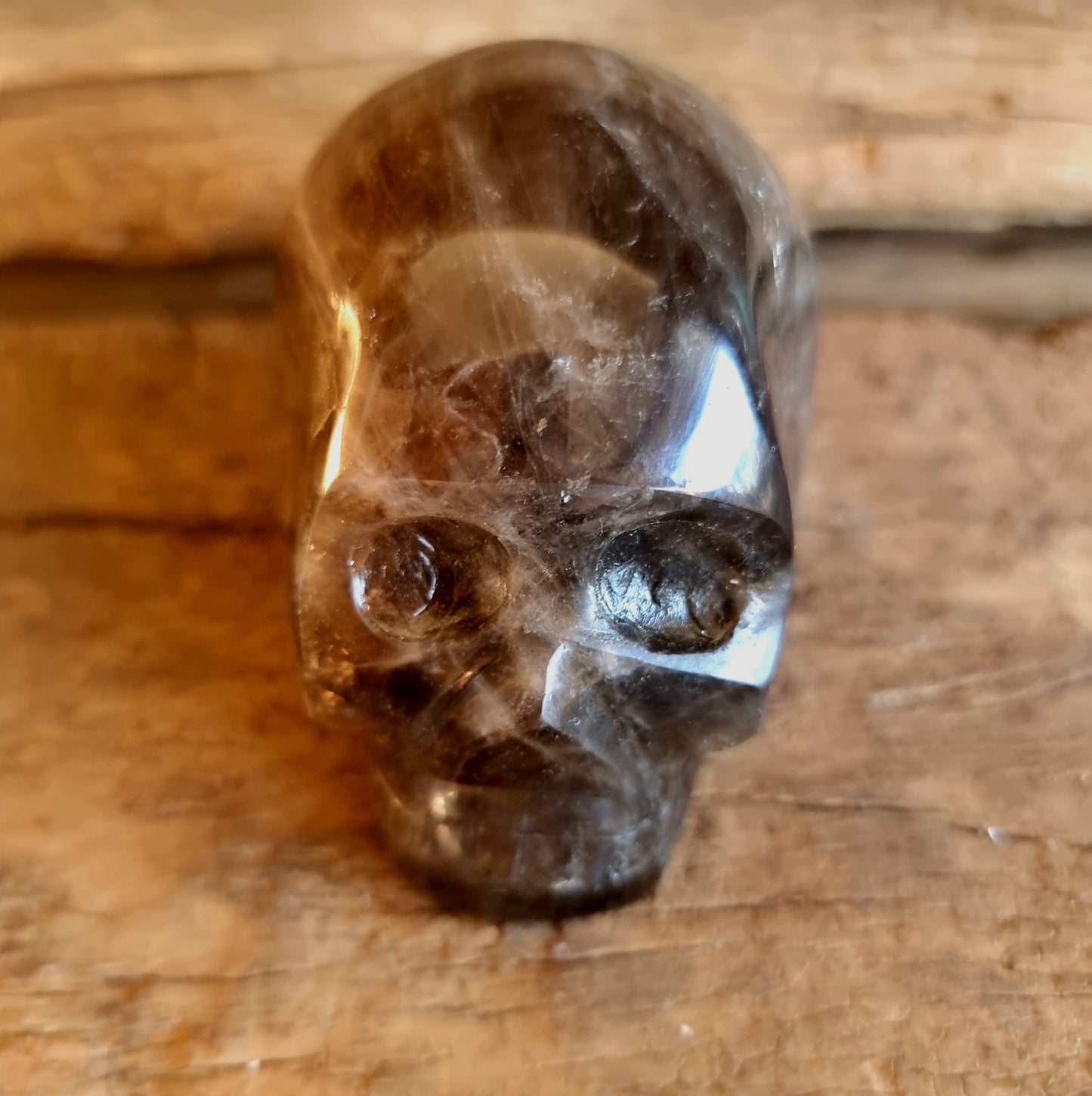 POLISHED SMOKY QUARTZ SKULL C - GROUNDING