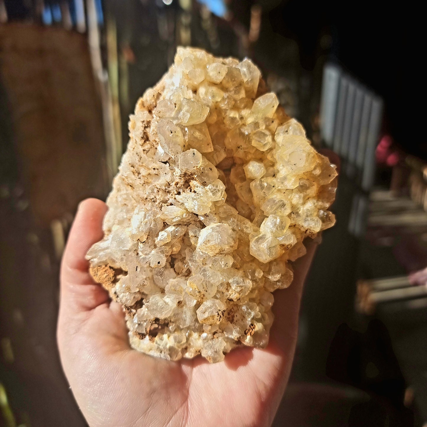 NATURAL GOLDEN LIMONITE QUARTZ ON HONEYCOMB MATRIX 1