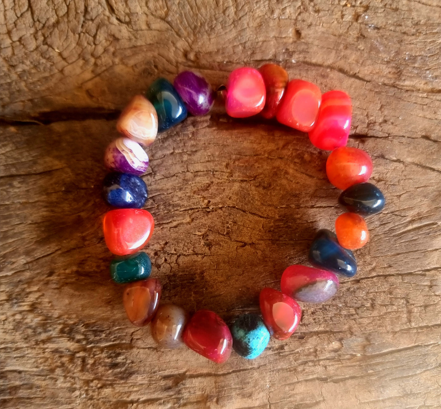 COLOURED AGATE  BRACELET - STRENGHT & COURAGE