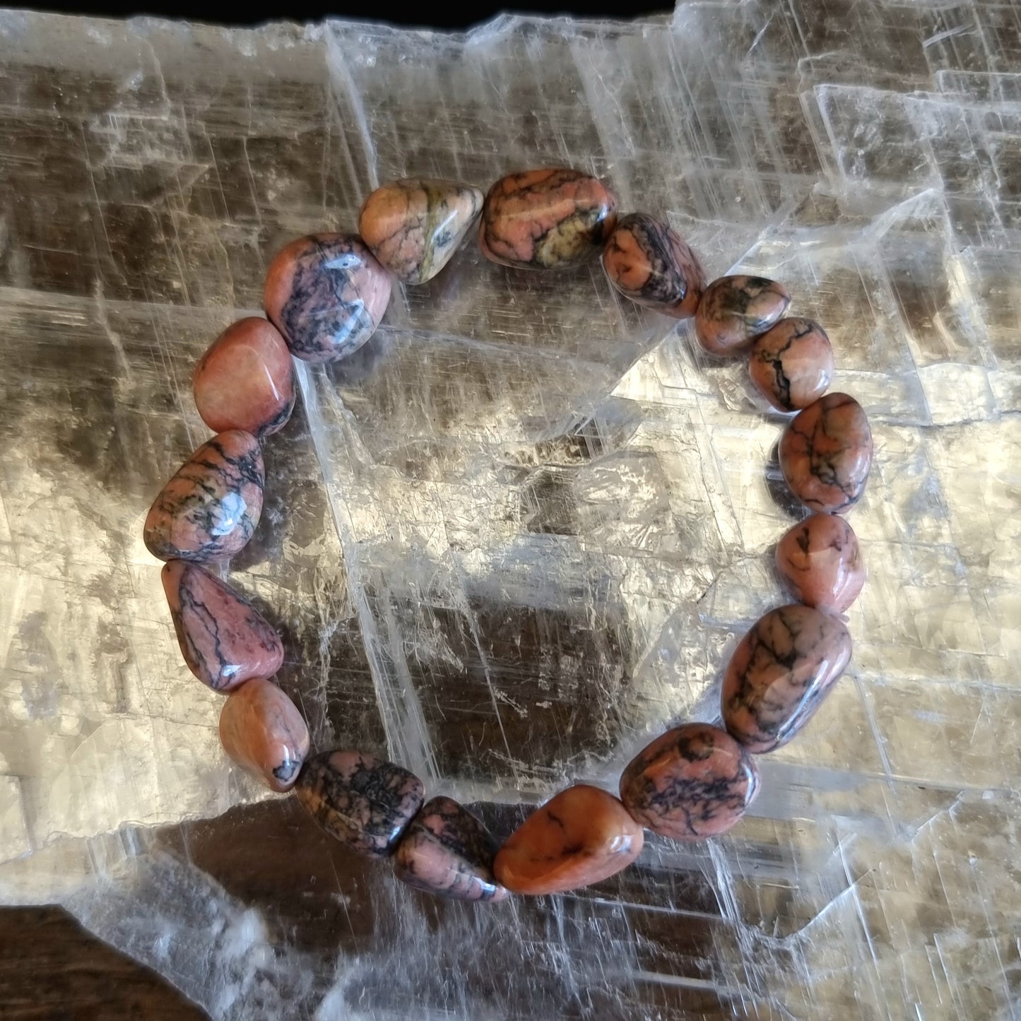 RHODONITE NUGGET BRACELET LRG - HEART HEALER