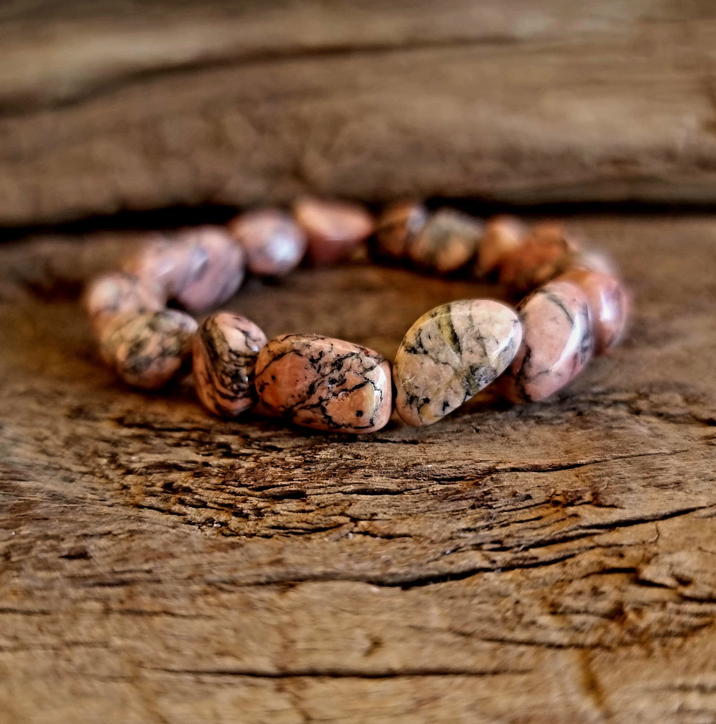 RHODONITE NUGGET BRACELET LRG - HEART HEALER