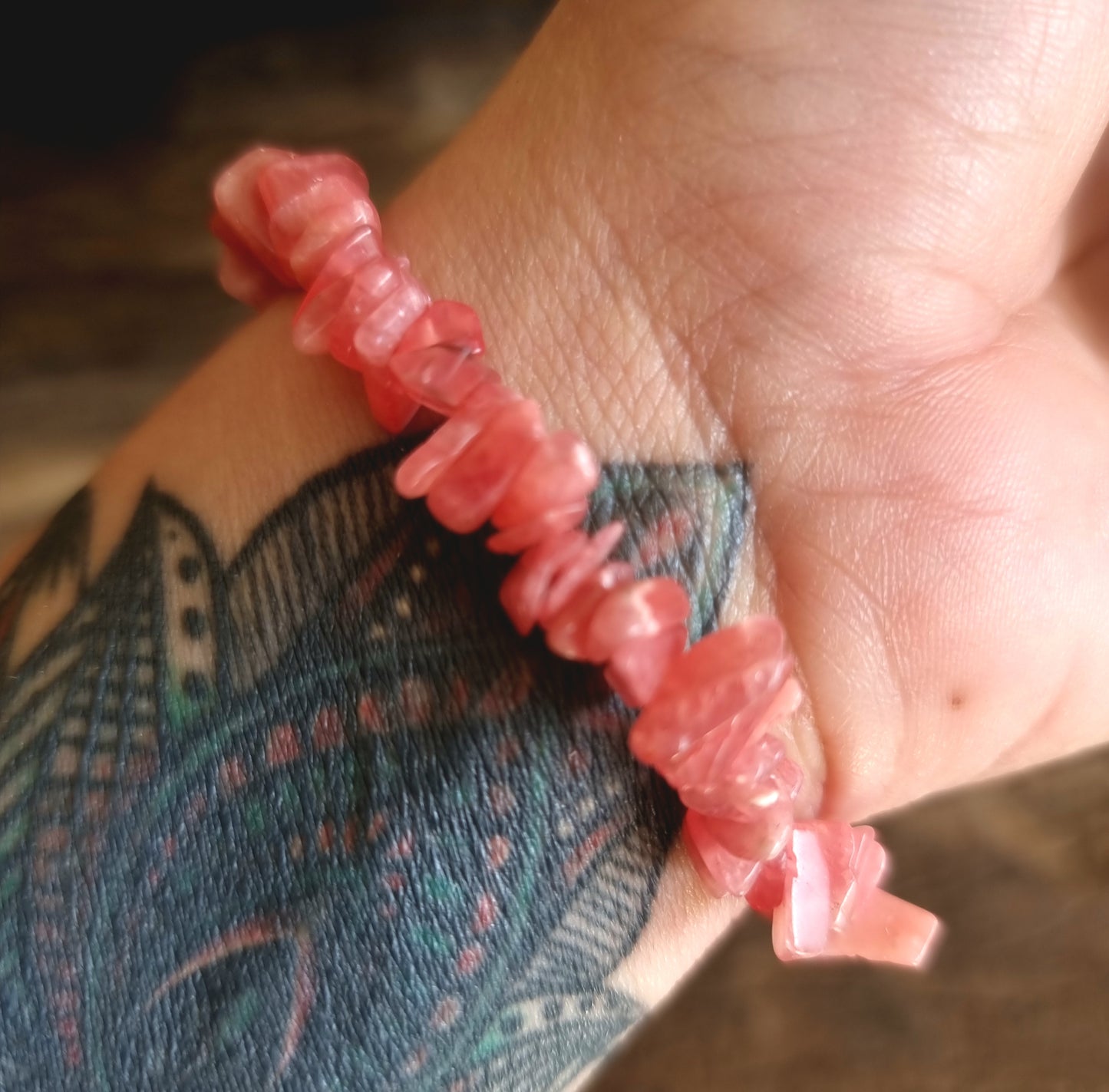 RHODOCROSITE CHIPPED BRACELET - HEART HEALER