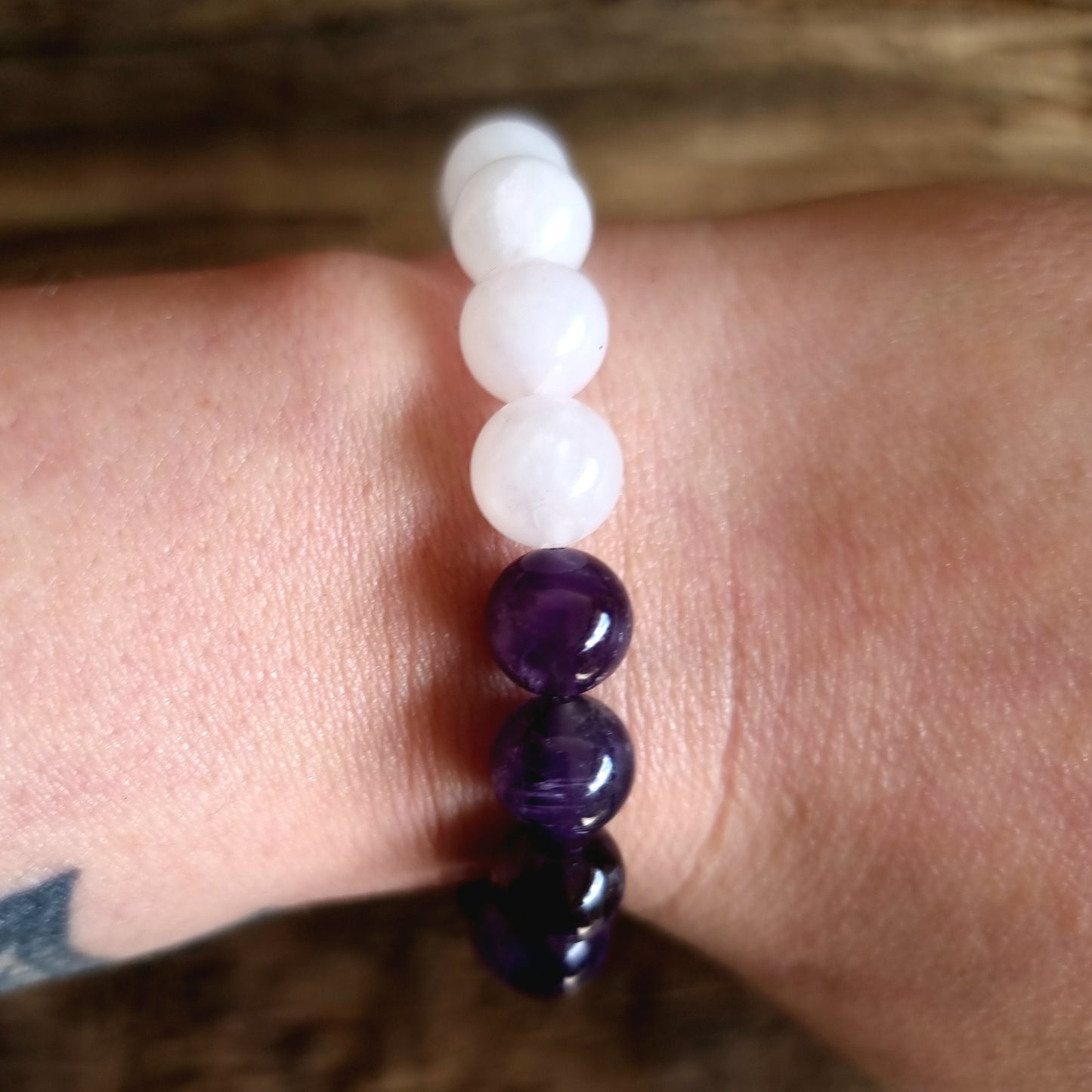 ROSE QUARTZ & AMETHYST DUO BRACELET 10mm - LOVE & PROTECTION