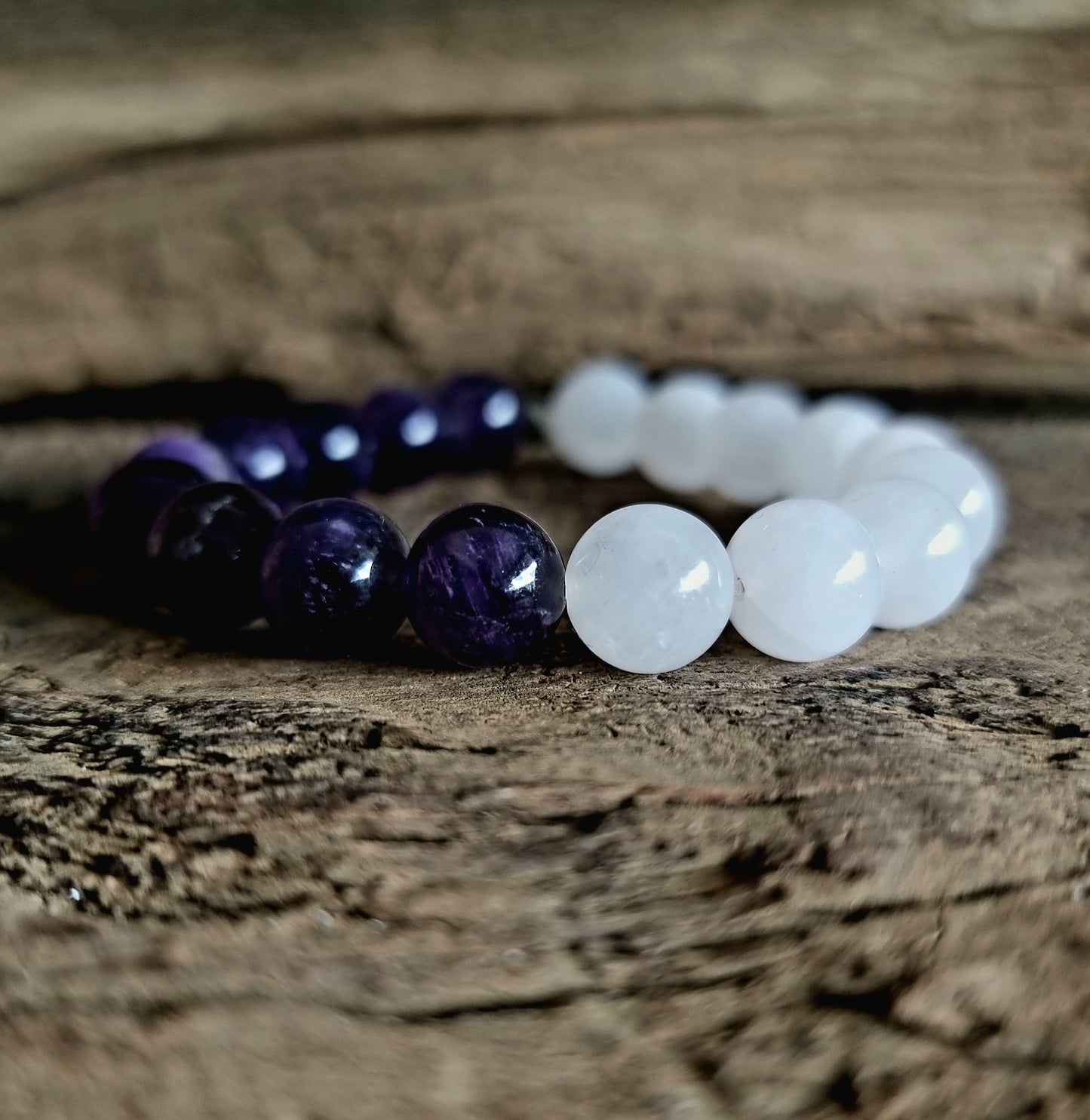 ROSE QUARTZ & AMETHYST DUO BRACELET 10mm - LOVE & PROTECTION