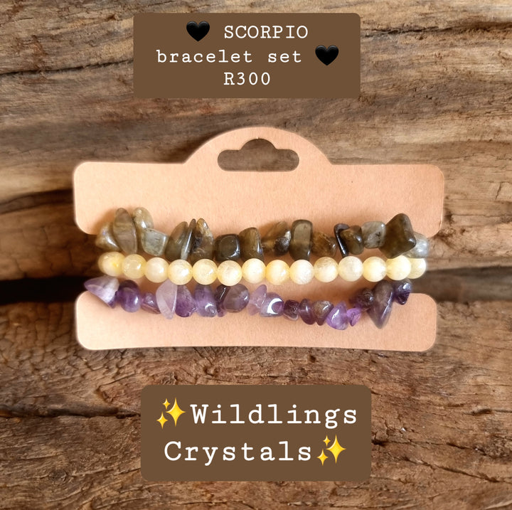 Scorpio Zodiac Bracelet Stack - Wildlings Crystals South Africa