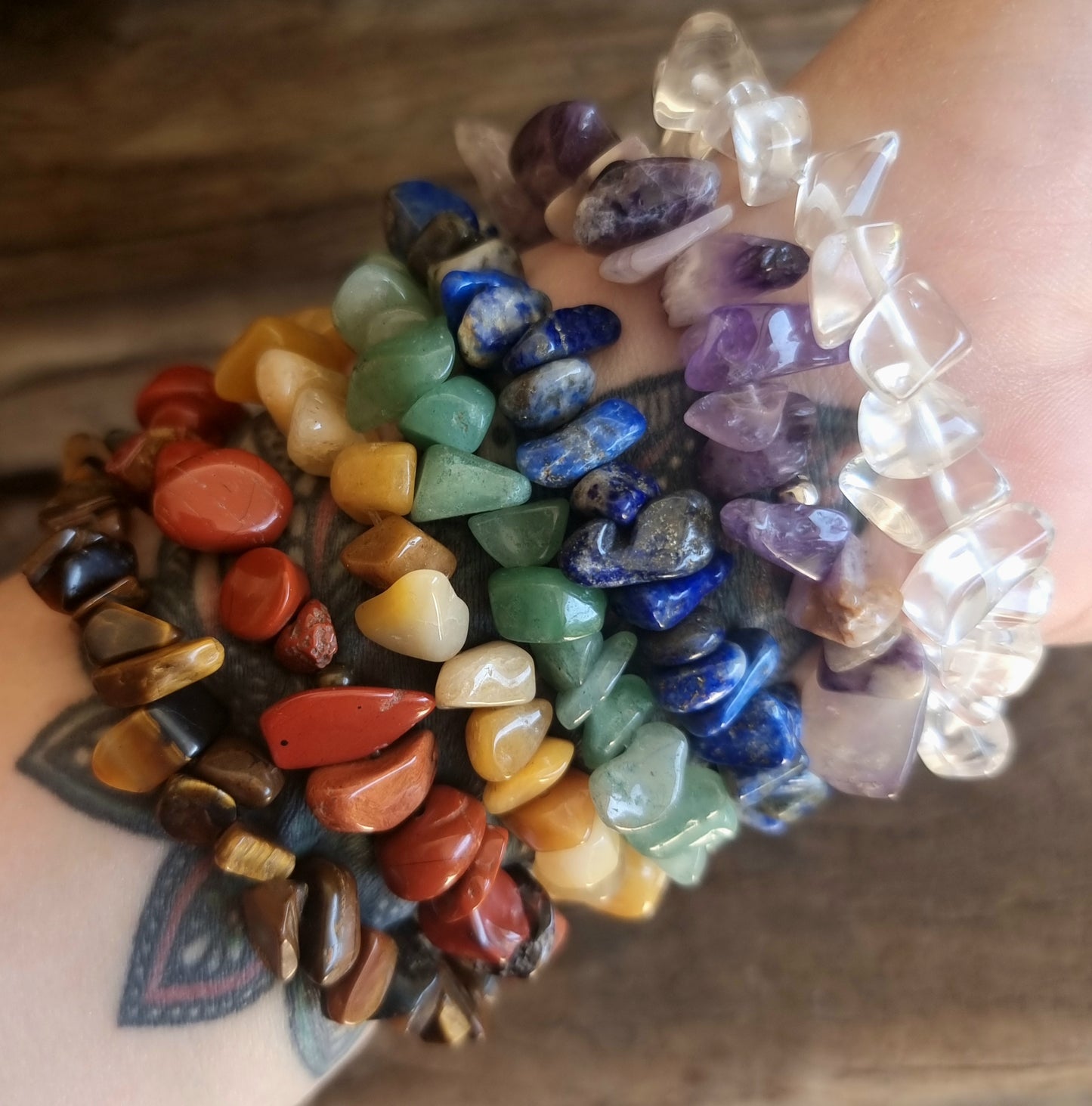 SEVEN CHAKRA CHIPPED BRACELET STACK - CHAKRA HEALING