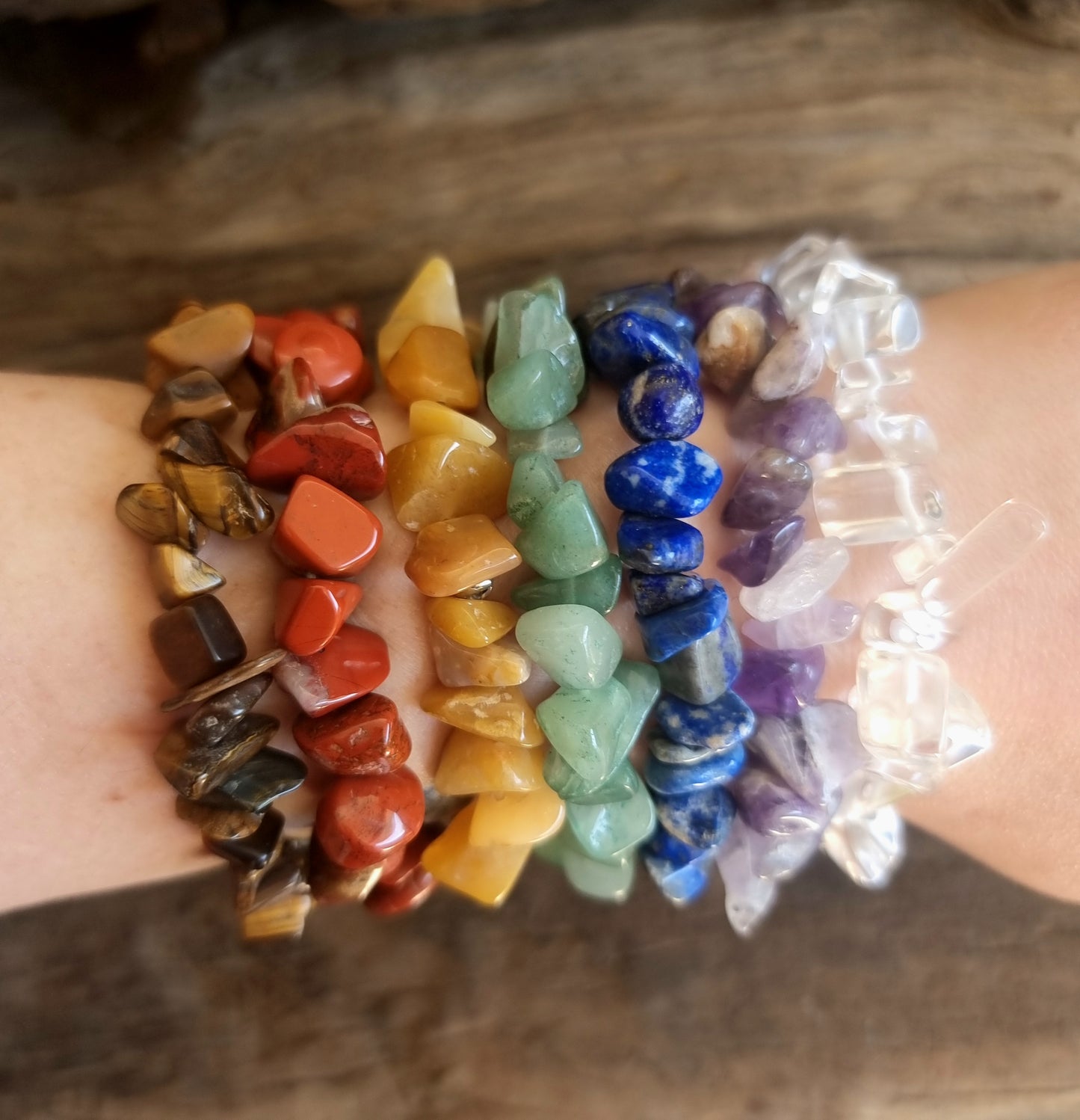 SEVEN CHAKRA CHIPPED BRACELET STACK - CHAKRA HEALING