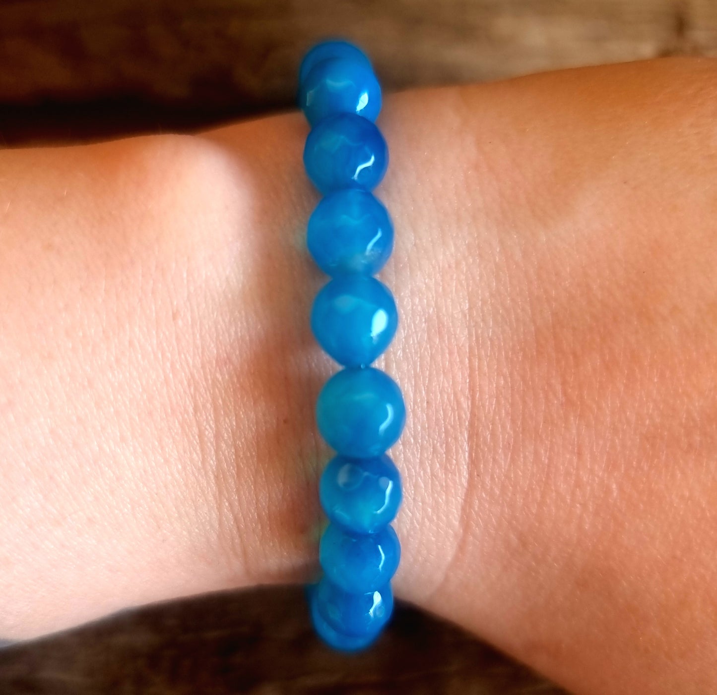 BLUE AGATE FACETED ENERGY BRACELET 8 mm - SELF CONFIDENCE