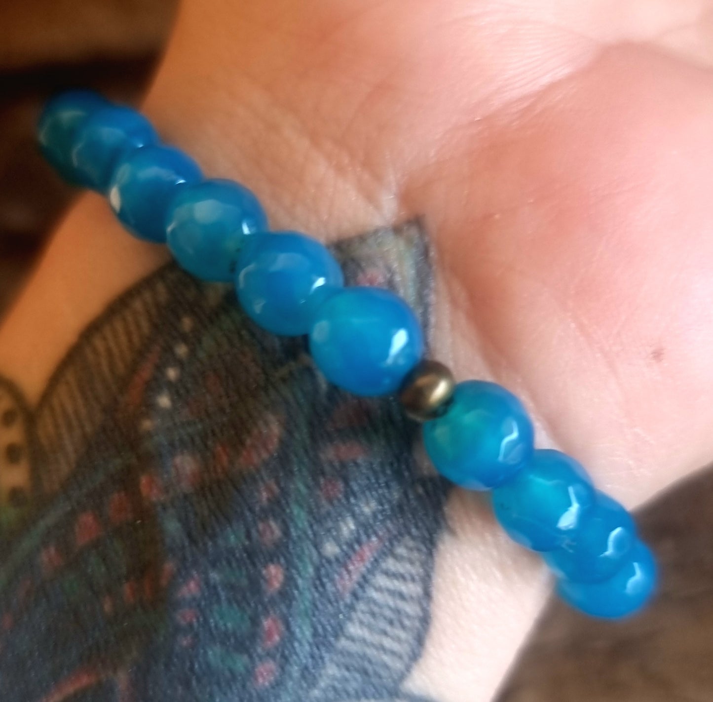 BLUE AGATE FACETED ENERGY BRACELET 8 mm - SELF CONFIDENCE