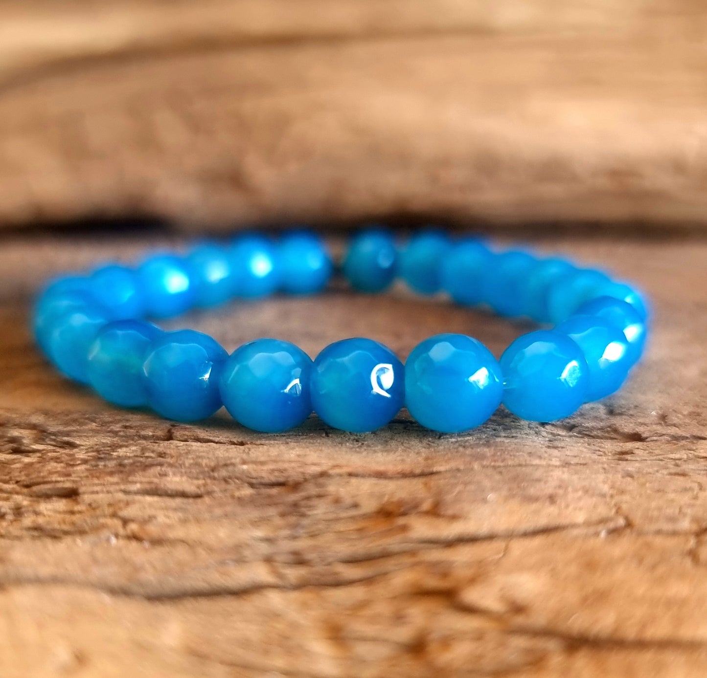 BLUE AGATE FACETED ENERGY BRACELET 8 mm - SELF CONFIDENCE