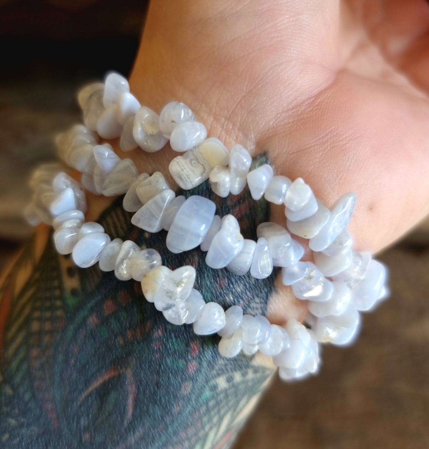 BLUE LACE AGATE CHIPPED BRACELET