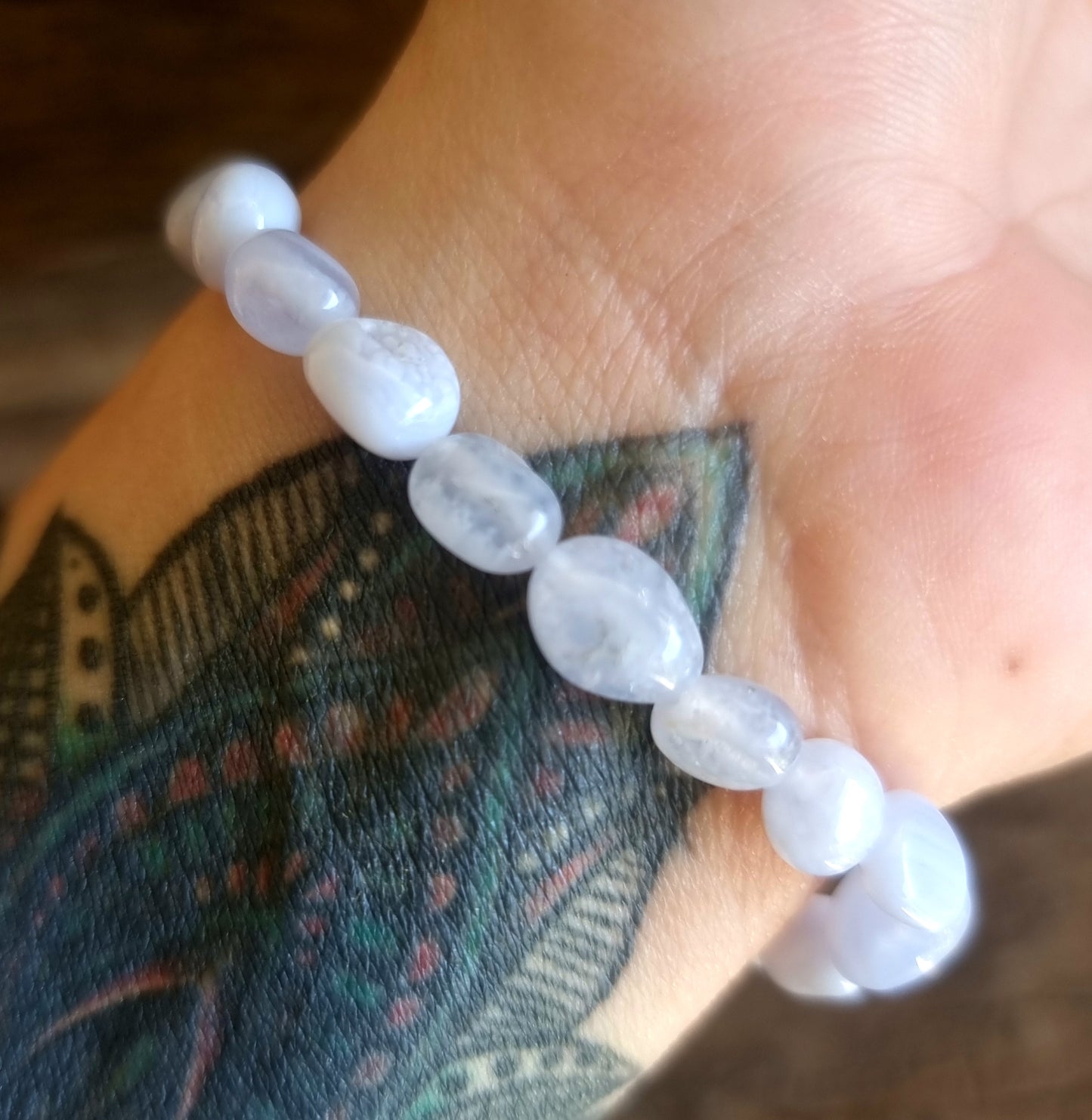 BLUE LACE AGATE NUGGET BRACELET