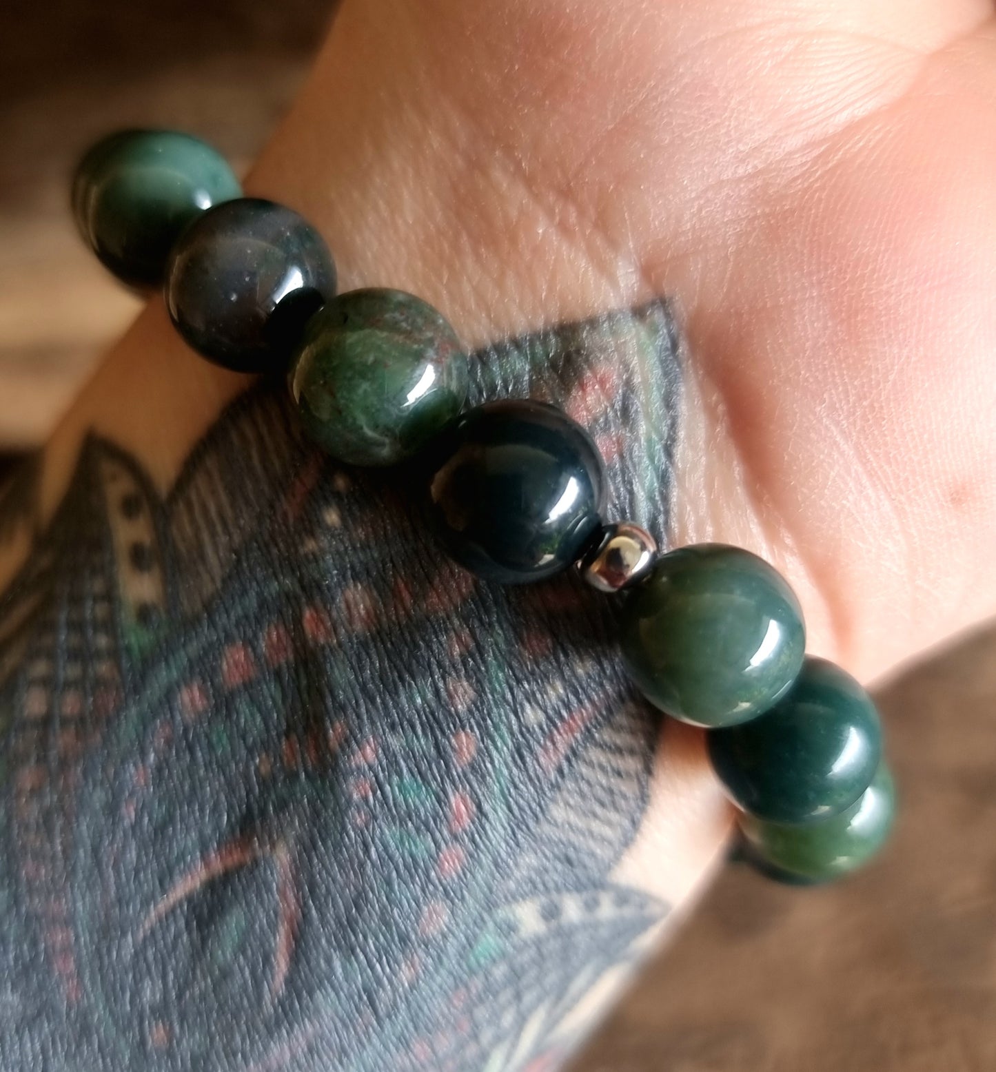 GREEN MOSS AGATE BRACELET 10mm - ABUNDANCE