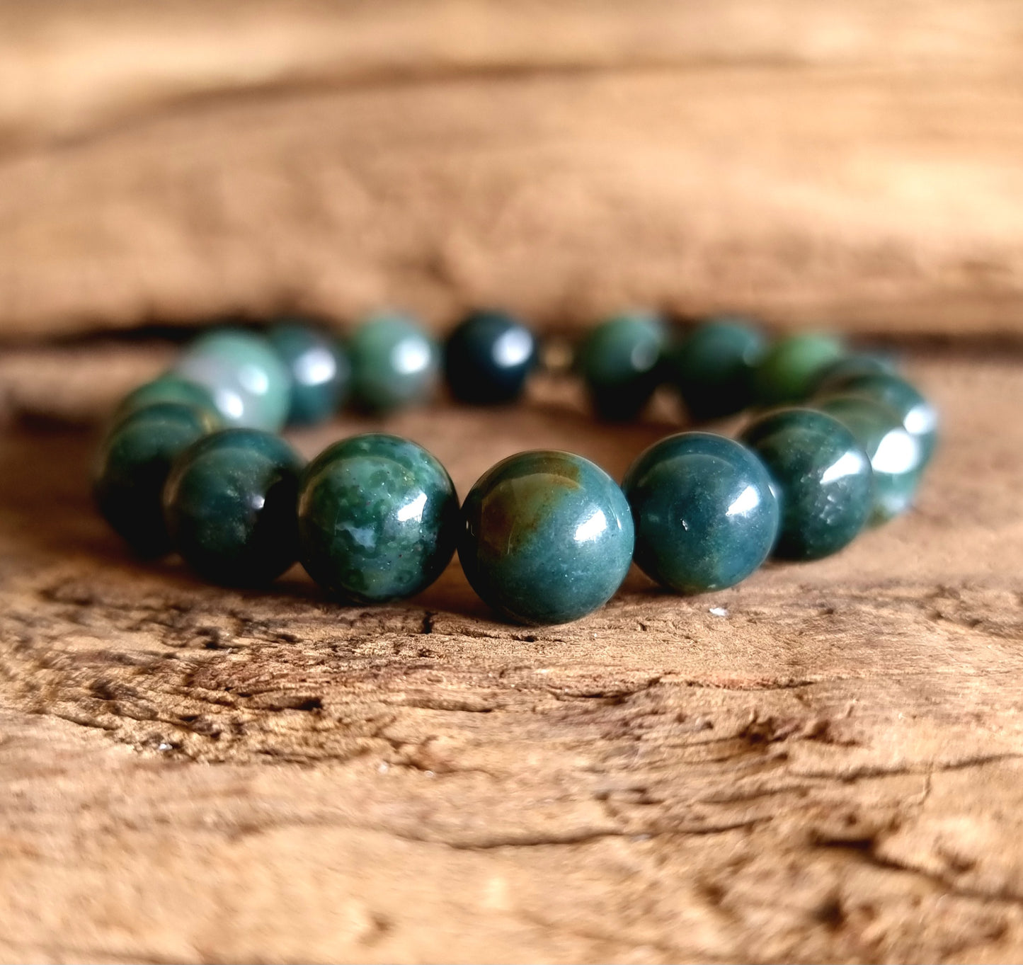 GREEN MOSS AGATE BRACELET 10mm - ABUNDANCE