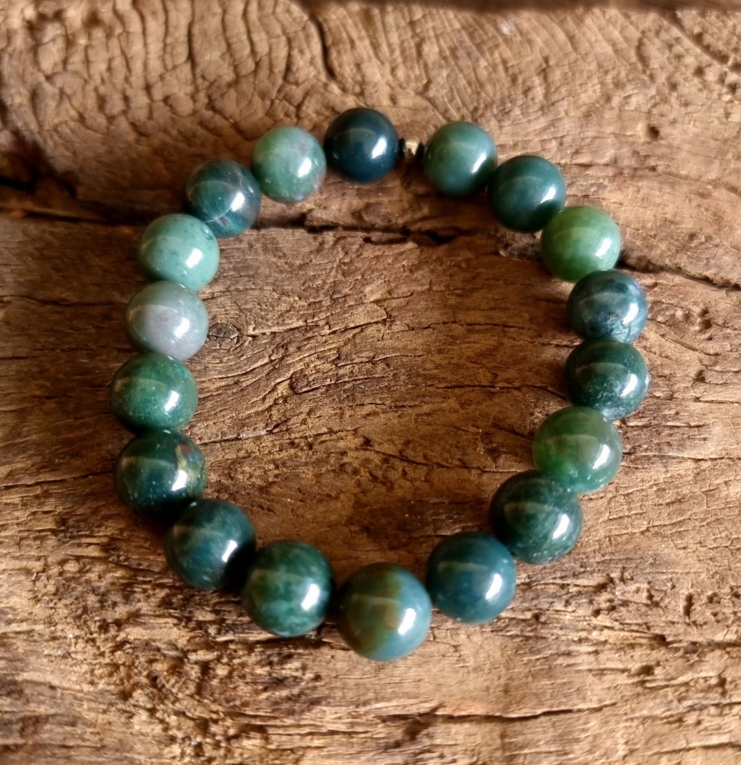 GREEN MOSS AGATE BRACELET 10mm - ABUNDANCE