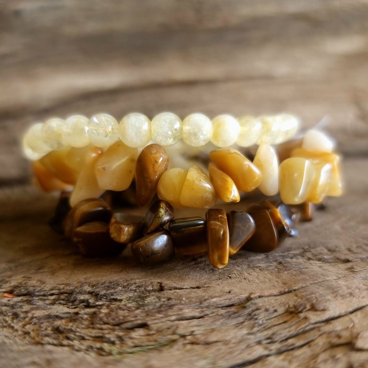 PROTECTION & PROSPERITY BRACELET STACK - CITRINE, TIGER EYE & AVENTURINE