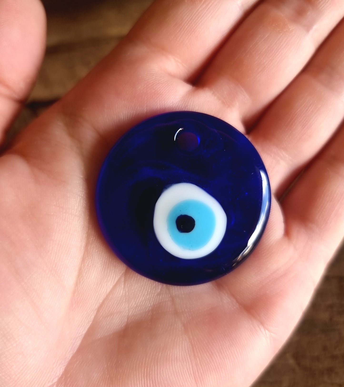 EVIL EYE GLASS MEDALLION SMALL - PROTECTION AGAINST JEALOUSY