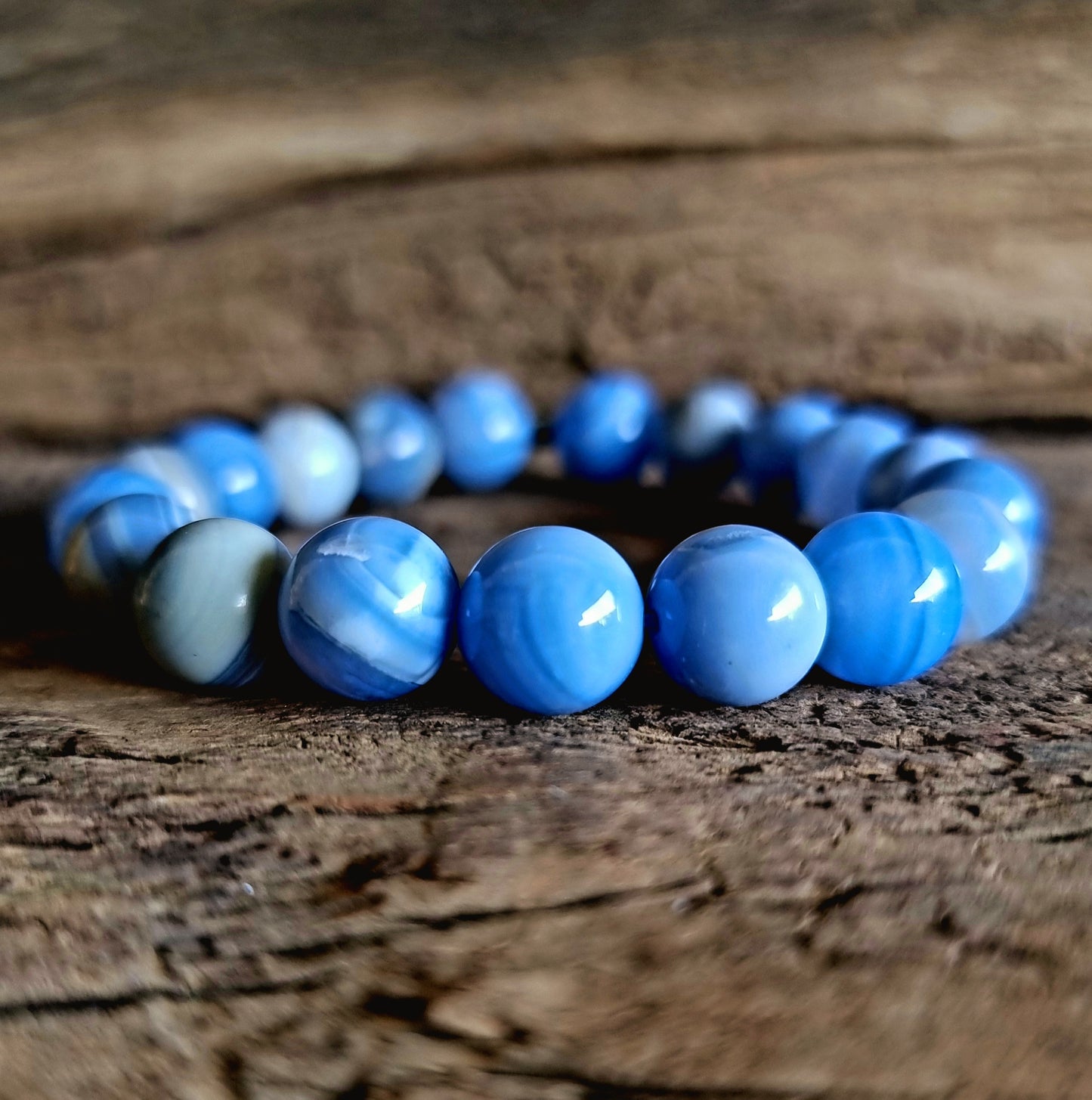 BLUE LACE AGATE BRACELET 10mm - COMMUNICATION