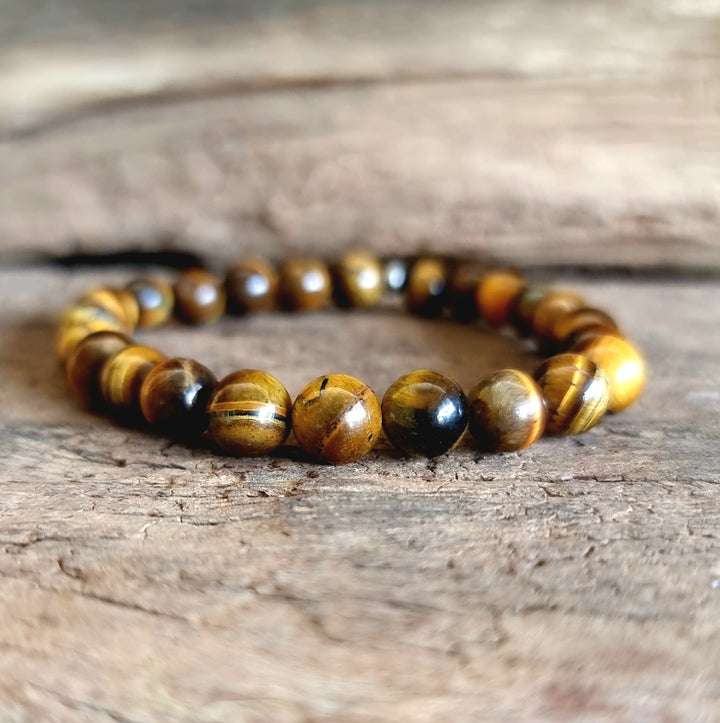 Tiger Eye energy bracelet 8mm for protection and courage - Wildlings Crystals