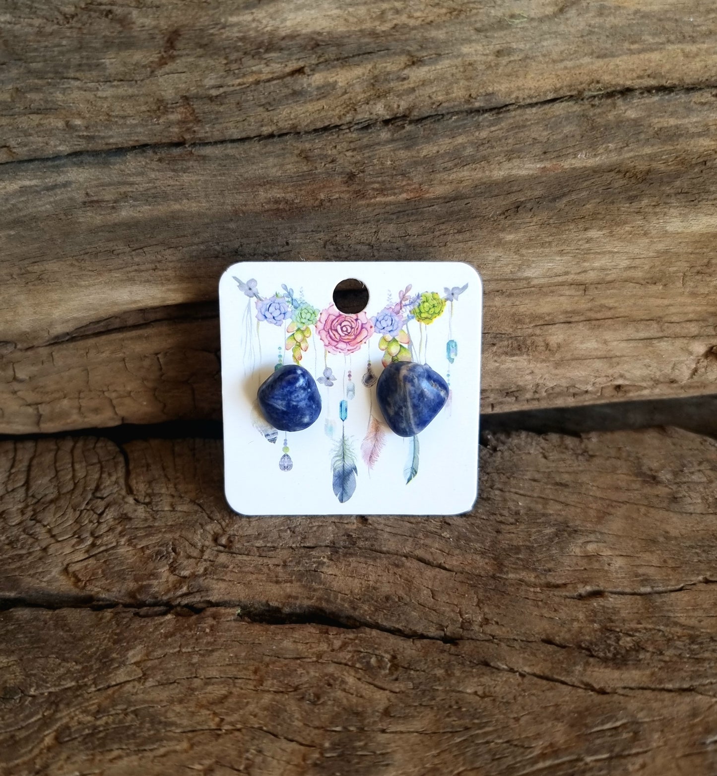 SODALITE STUD EARRINGS WORRY - INTUITION