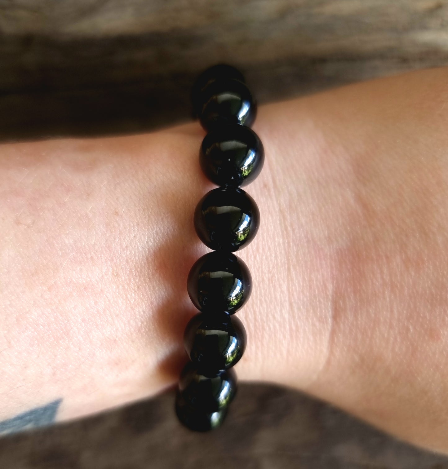 BLACK AGATE ENERGY BRACELET 10 mm - PROTECTION